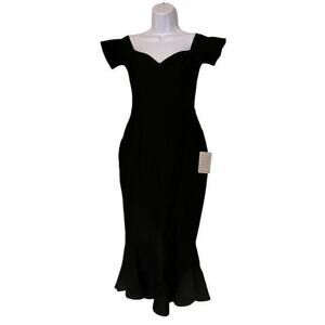 LULUS Morticia Wednesday Addams fired mermaid sweetheart  dress NWT Black Sz S